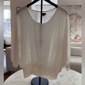 Vince Camuto White Blouse with Ruffle Hem